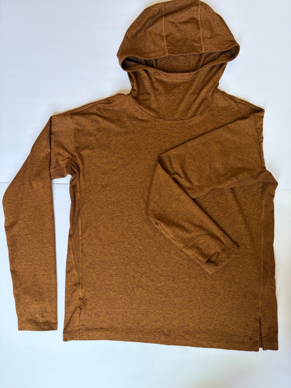 Athleta Uptempo II Hoodie Sweatshirt Brown Heather Thumbholes Women's Small